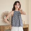 Summer Plaid Crew Neck Sleeveless Bud Neck Shirt Women's Sleeveless Suspender Vest