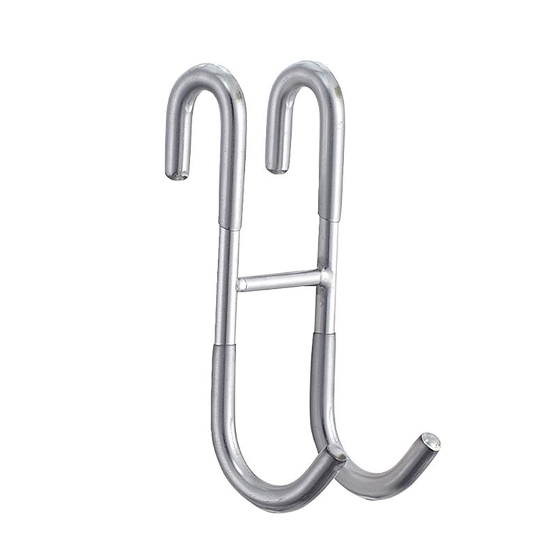 

Stainless Steel Hook Free Punching Double S-Shape Hook Kitchen Bathroom Cabinet Door Back Type Coat Towel Storage Hanger
