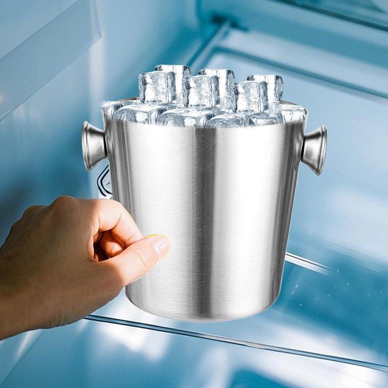 Seaux à Glace Pour Fêtes Refroidisseur de Boissons 2L Baignoire à Boissons en Métal Contenant Isolé Refroidisseur à Vin Avec Poignée Pour Champagne