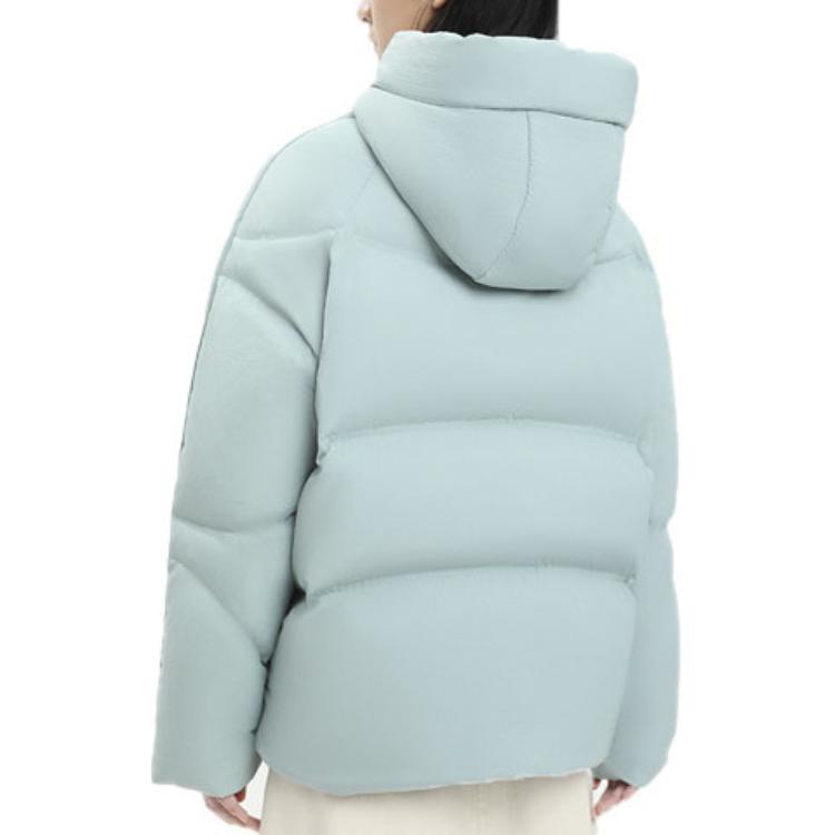 Anta Solid Color Zipper Hooded Down Jacket Women Outerwear Crab-Shell-Green 162348901-4
