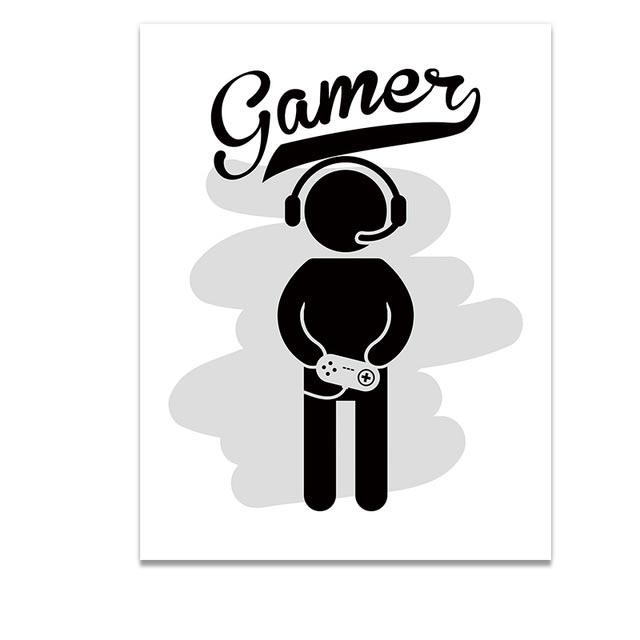 Nordic Poster HD Print Canvas Painting New Design Boys Game Black Illustration Gamer Quotes Wall Art Kids Art Picture Home Decor