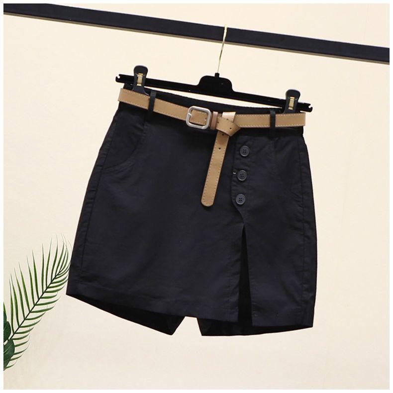 2026 Korean Style Women's Slimming Cotton Shorts with Buttoned Elastic Waist