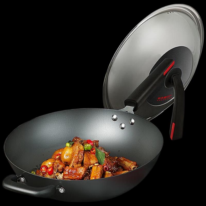 COOKER KING Hand-Cast Non-Oxidizing Cast Iron Wok