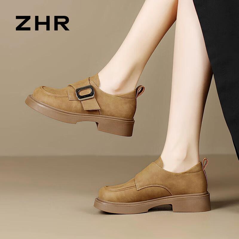 ZHR Women s Retro British Style Chunky Heel Shoes JF19 36