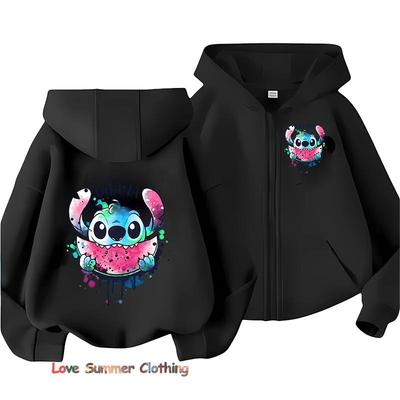 Boys Hoodie Zip Up Stitch Girls Fall Hooded Jacket Zip Autumn Pullover Casual Hoodie Size 100-160cm