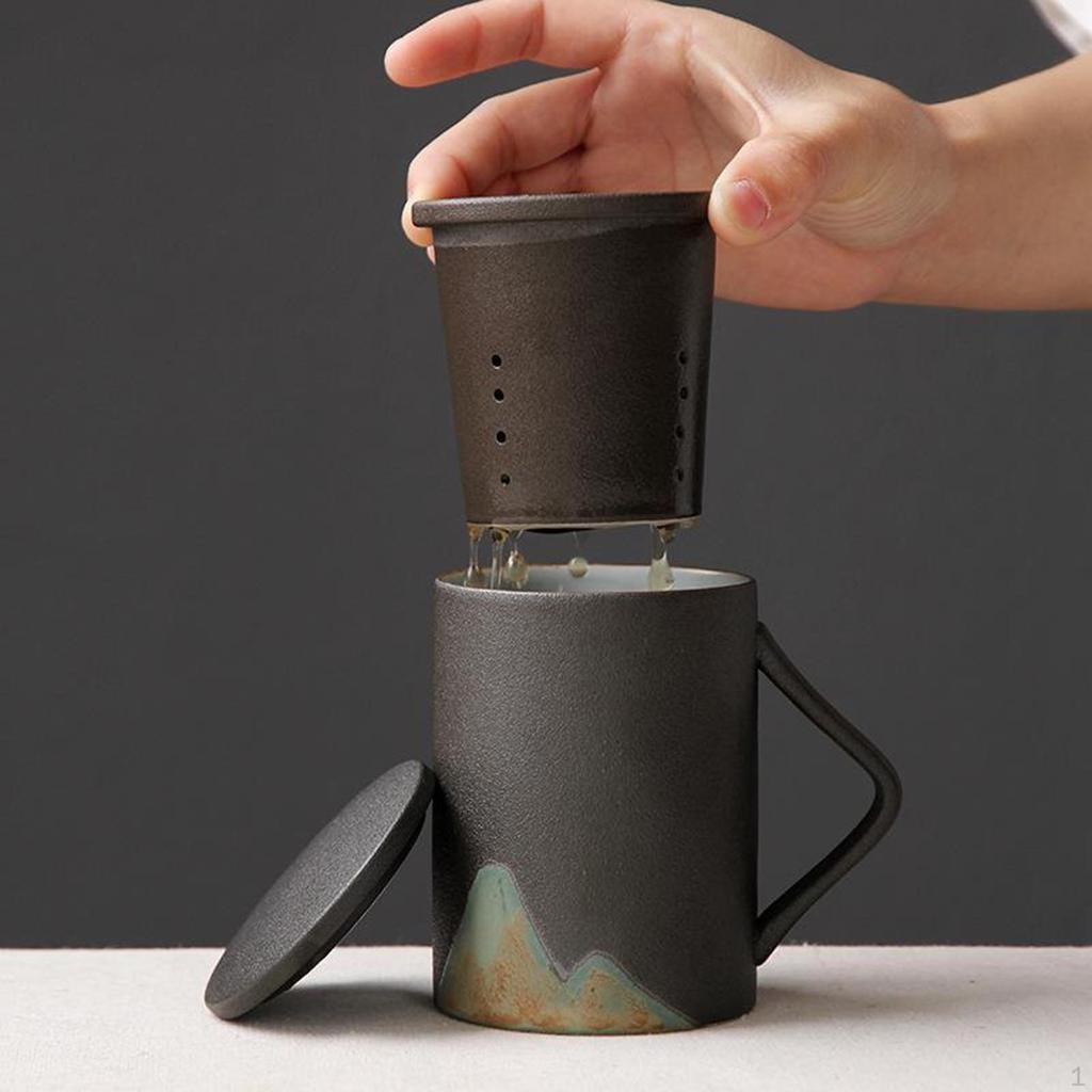 Malowany ceramiczny chiński porcelanowy kubek do herbaty i filiżanka z pokrywką, sitkiem i filtrem, do użytku