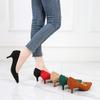 Mujer New Low Heel Pumps Lady Pointed Toe Kitten Heels Female Green Flock Plus Size 46 Red Shoes Women 5cm High Heels