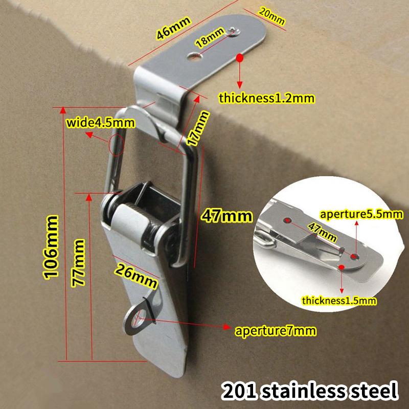 1 Set Cabinet Door Metal Clasps 90 Degree Box Closure Lock Duck-mouth Buckle Hook Spring Loaded Draw Toggle Hasps Clamp