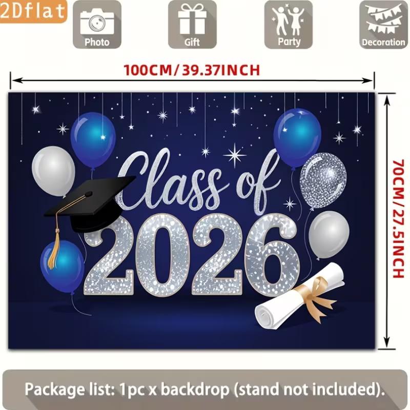 2D Class of 2026 Graduation Banner with Cap and Scroll for Graduation Event
