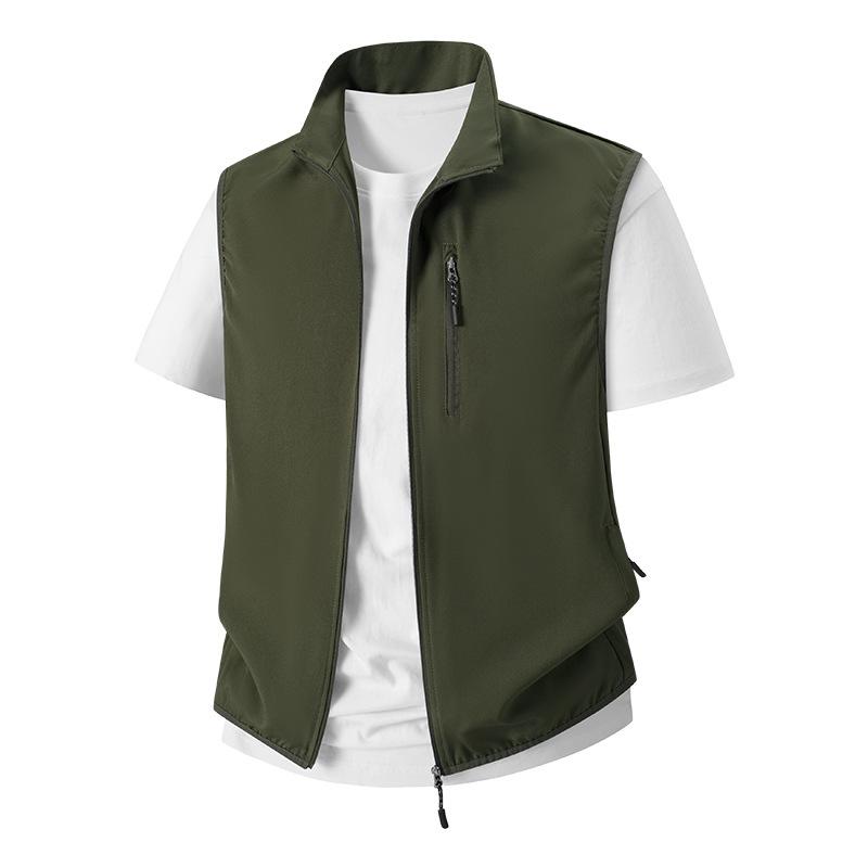 Men's Large Size Summer Thin Stretch Waistcoat Multi-pocket Casual Vest Ice Silk Vest Casual Sleeveless Vest