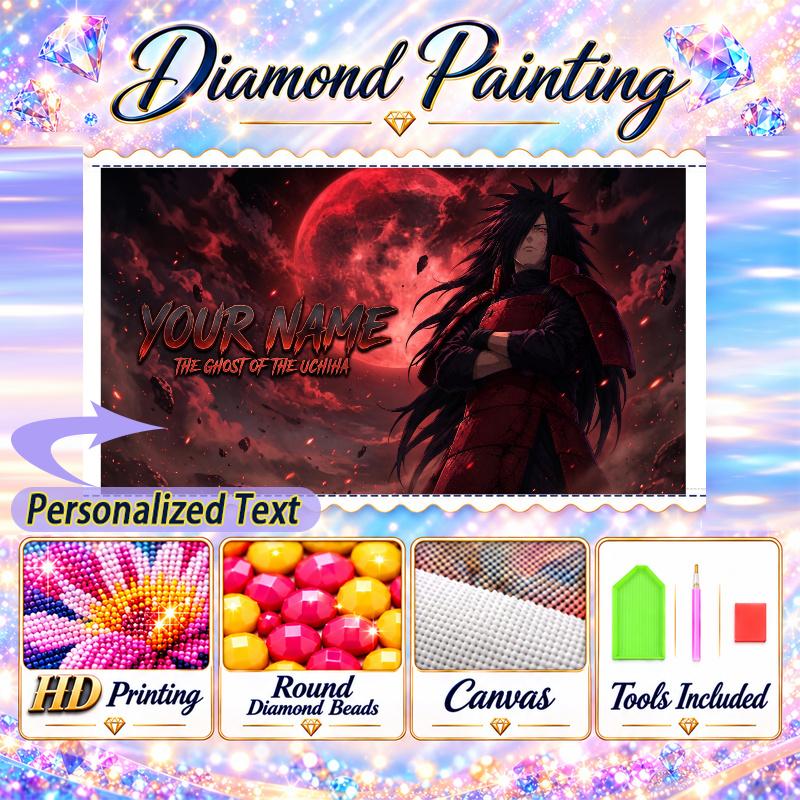Personalized Madara Uchiha Diamond Art Custom Name 5D Diamond Painting Full Drill DIY Craft