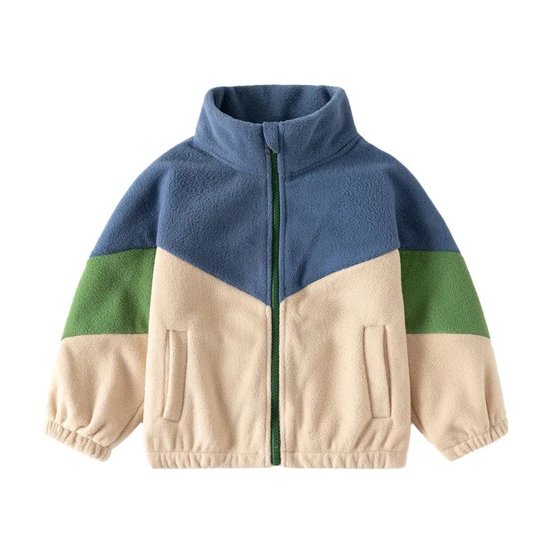 Herbstkleidung Kinderbekleidung Kinder Polarfleece Jacke Junge Baby Farbblock Lässig Einfach