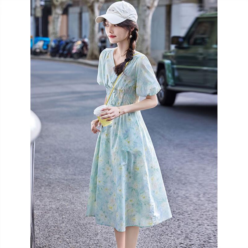 Elegant Fairy Style V-Neck Floral Summer Maxi Dress