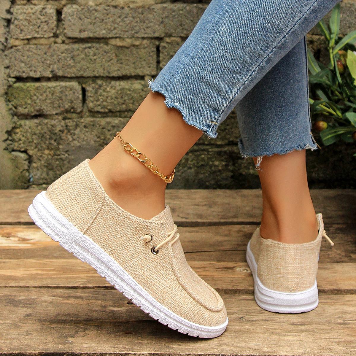 

Мода 2024 года, новая осенняя мода, однотонная кружевная универсальная повседневная и удобная женская обувь 42 хаки