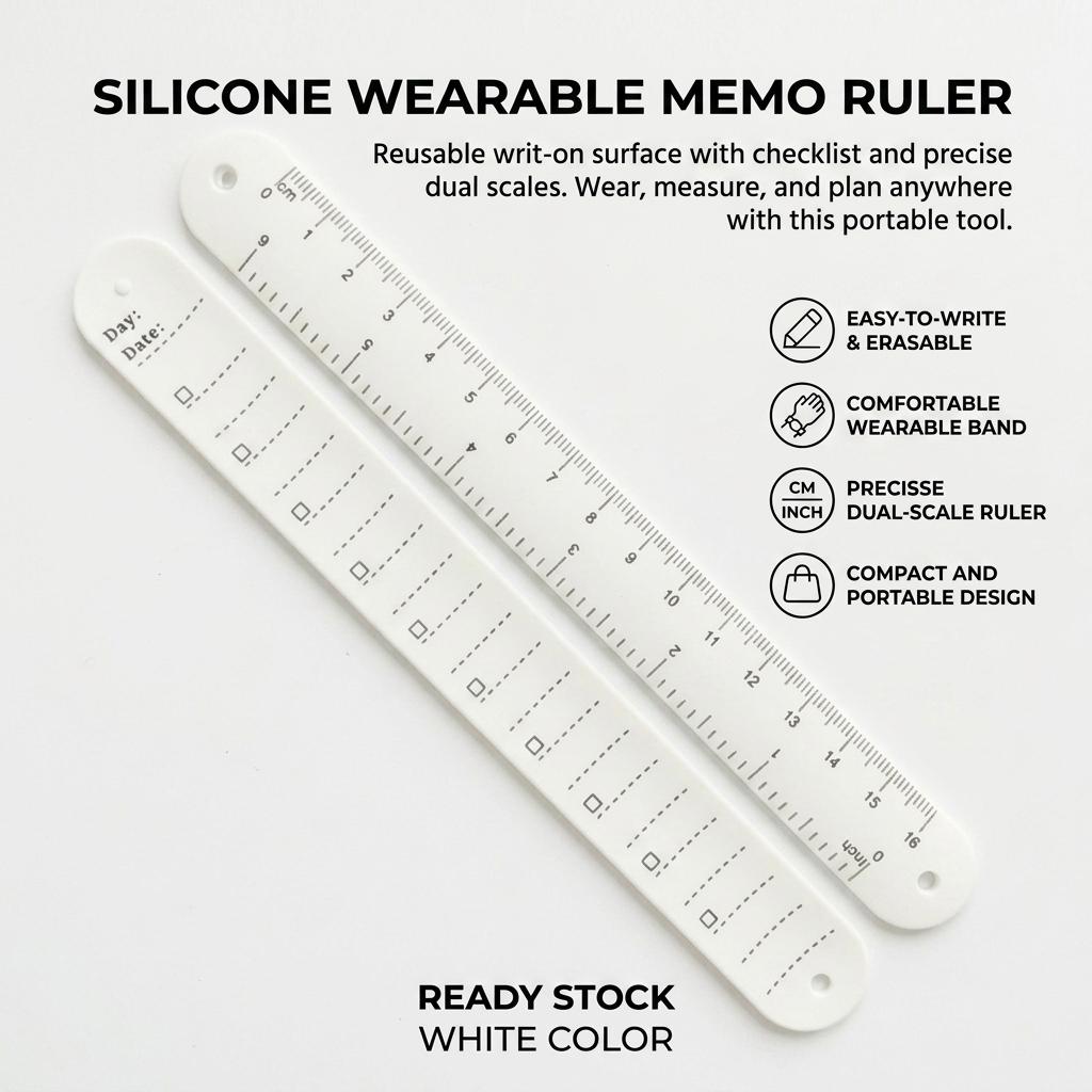 Silicone Wristband Memo with Erasable Writing and Ruler Function for Study Office Outdoor Use