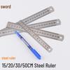 50cm Laser-Printed Steel Ruler - Office Stationery, Thickened Metal, Stainless Steel, 30cm Option Available.