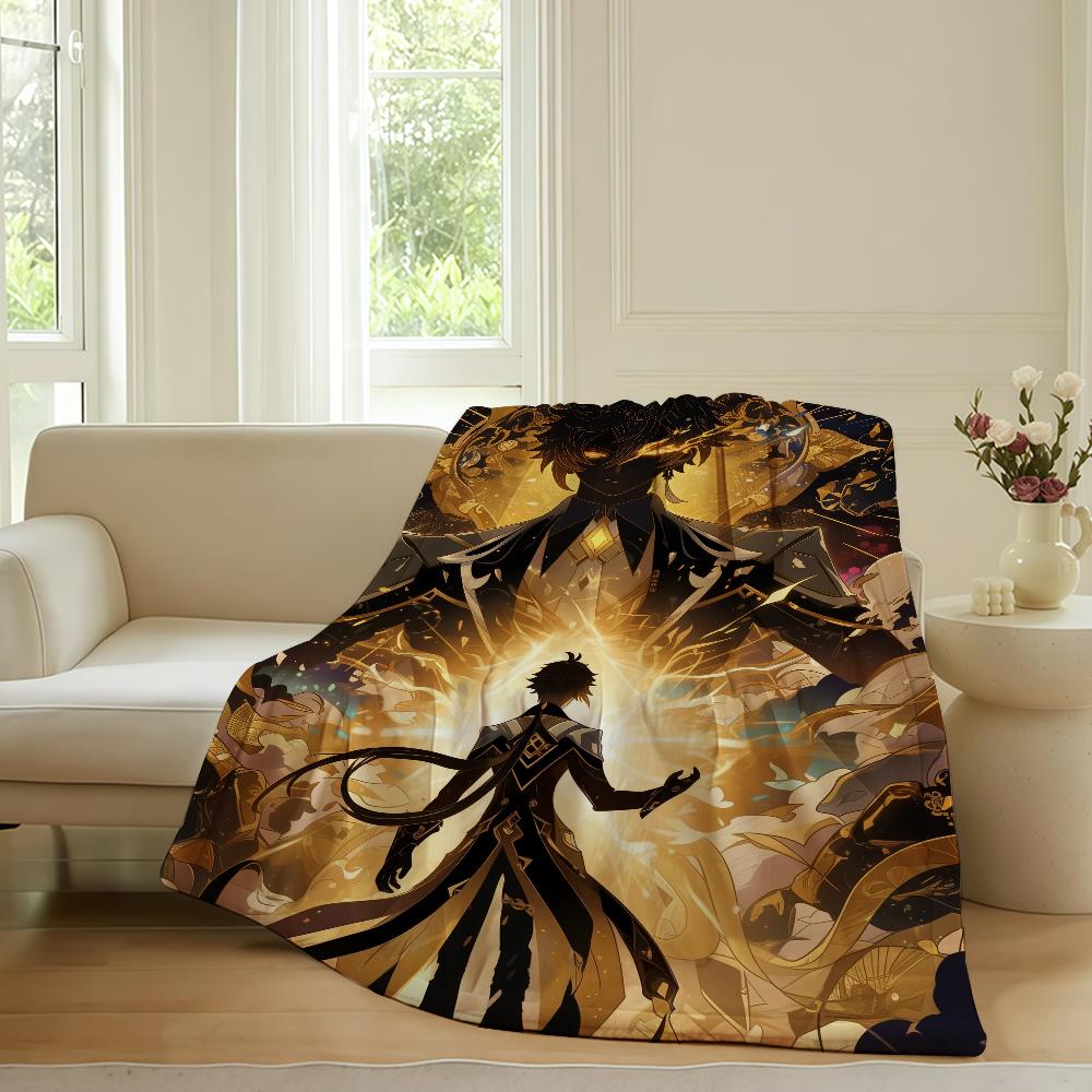 Game Genshin Impact Zhongli Blanket Warm Soft Suitable For Bedroom Sofa Bed Living Room Office Travel Camping Gifts