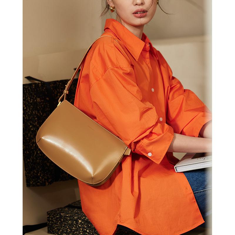 Genuine Leather Underarm Bag Women's Fashion Niche Shoulder Bag Women's Premium Sense Cowhide Women's Bag Simple Crossbody Bag