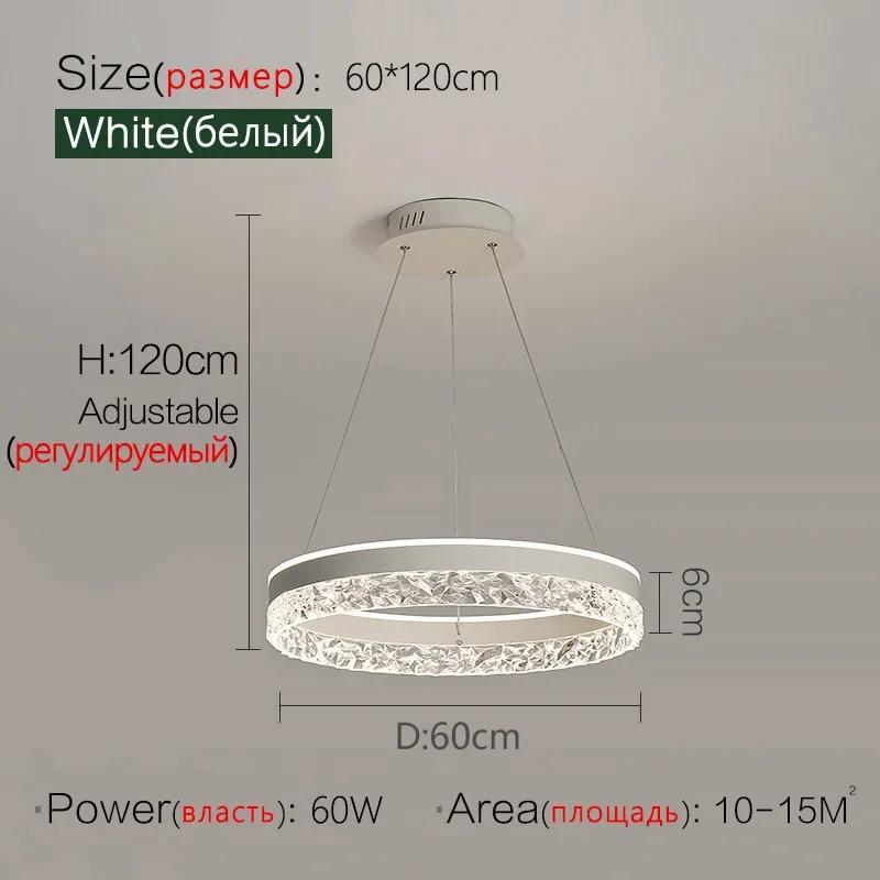 Minimalist LED Pendant Chandelier Ceiling Lamp Dimmable Round Circle Living Dining Room Bedroom Glossy Hanging Lighting Fixtures