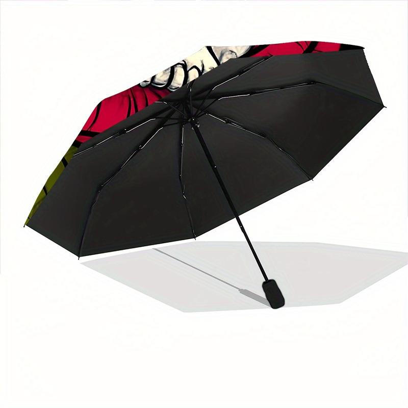 1pc Skull Rose Automatic Open/Close Umbrella, Portable Folding Umbrella for Travel, Themed Events, It Is Suitable As a Gift for Various Festivals, Out