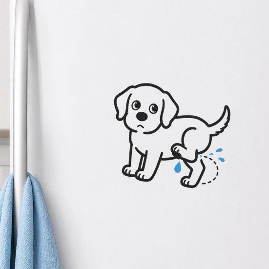 Dog Peeing Toilet Seat Decals Sticker, Puppy Water Tank Waterproof PVC Non-Residue Cover Decal, Self-Adhesive Lid for Bathroom Wall Tile Decor