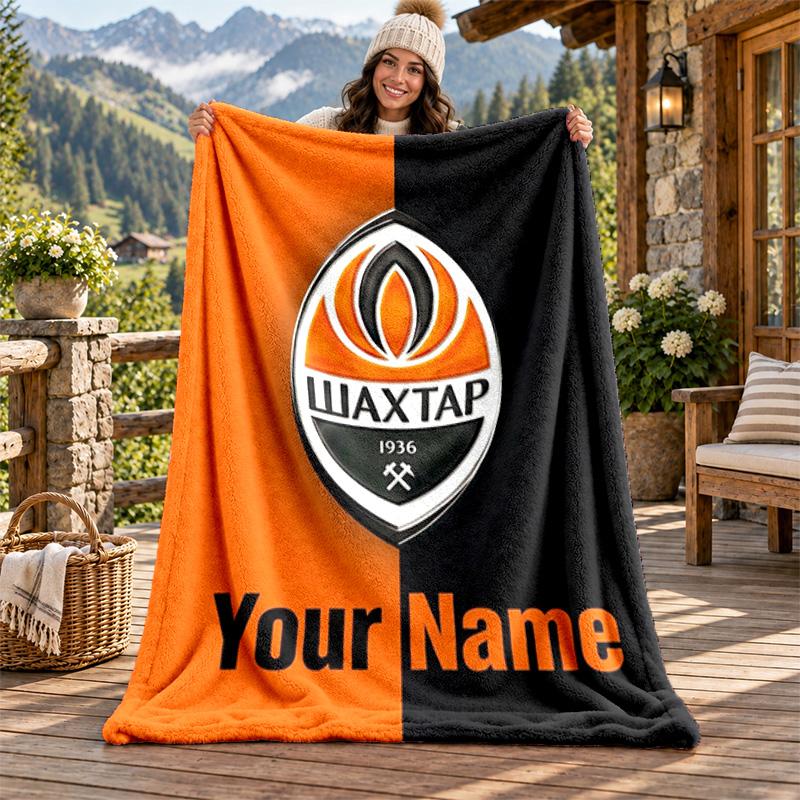 FC Shakhtar Donetsk Custom Name Flannel Blanket Personalized Soft Warm Plush Throw Blanket Customized Gift for Family Friends