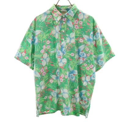 SUN BAY 90s Made In USA Old Reverse Print Short Sleeve Half Button Aloha Shirt Men's Used