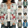 Women's Long Sleeve Christmas Print Cardigan for Holiday Party and Daily Wear