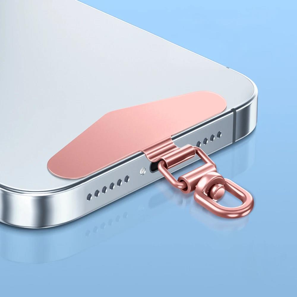 1-4 Stück Neues, verbessertes 360° drehbares Edelstahl-Handy-Sicherungsband Metall-Patch-Dichtung Handy-Lanyard Sicherheitsverbinderteil