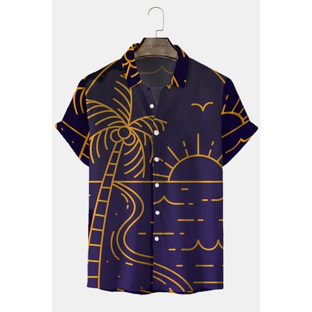 Hawaiian Shirt For Men Rose Skull 3d Printed Beach Shirt Short Sleeve Button Casual Men's Skull Shirts Top