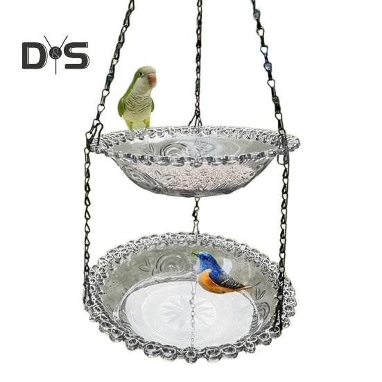 Utendørs hengende fuglebadekar Hummingbird Badekar Duell Layer Wildbird Mateskål for hage Bakgård Patio Dekor