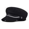 Women Solid Color Stylish Beret Cap Chain Decor Winter Spring Wear Travel Hat