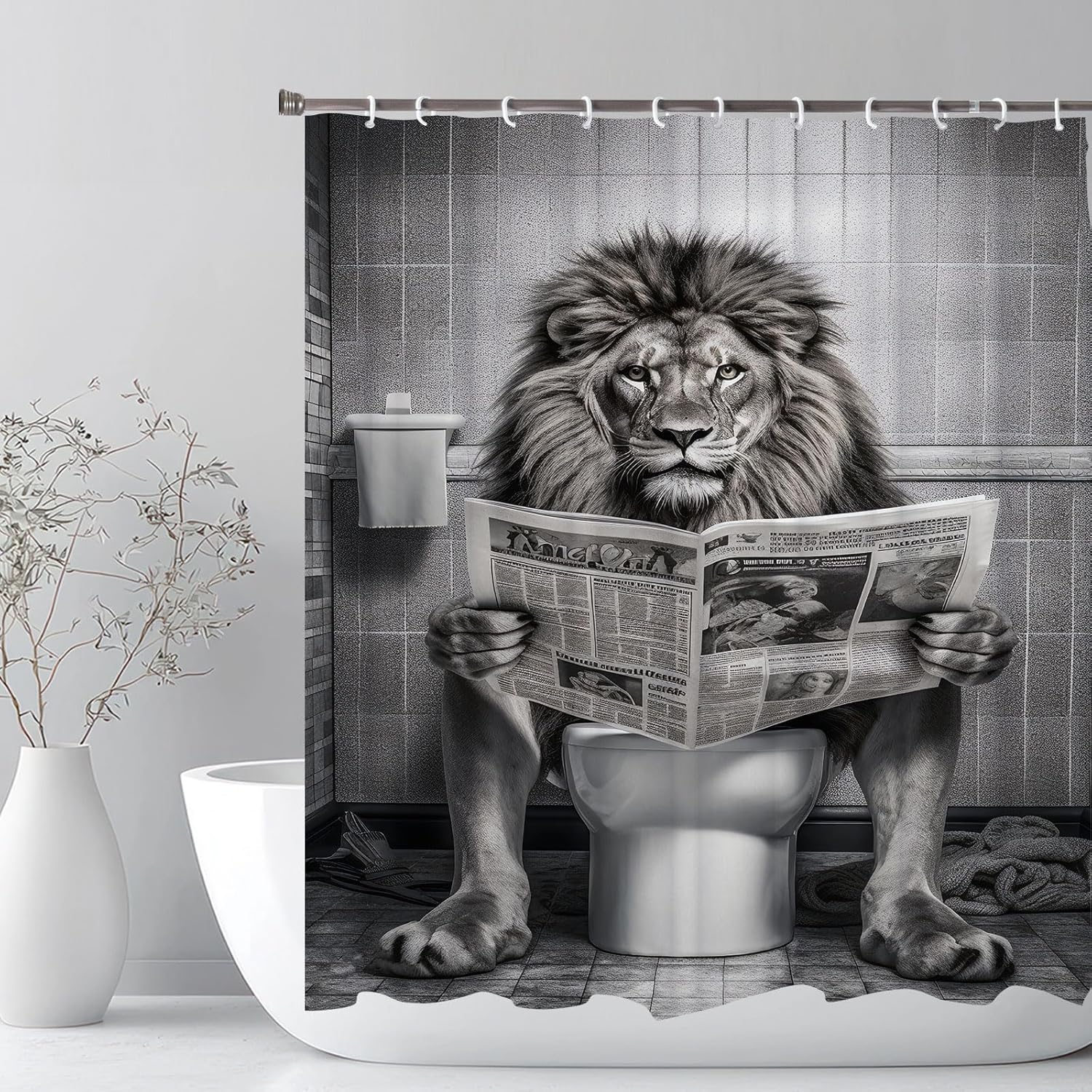 

Scottish Highland Cow Shower Curtain - Farmhouse Rustic Bathroom Decor With Hooks, Western Country Animal Print W60H190(CM)-1 Pcs