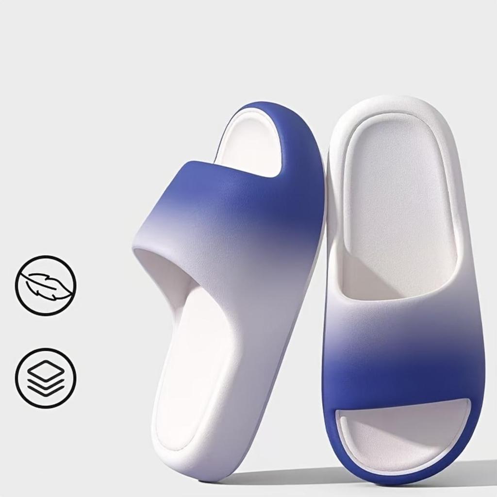 Thick Soled Household Slippers, Unisex Fashionable Gradient Sandals, Contrasting Color Open Toed Home Shoes, Height Increasing Slippers