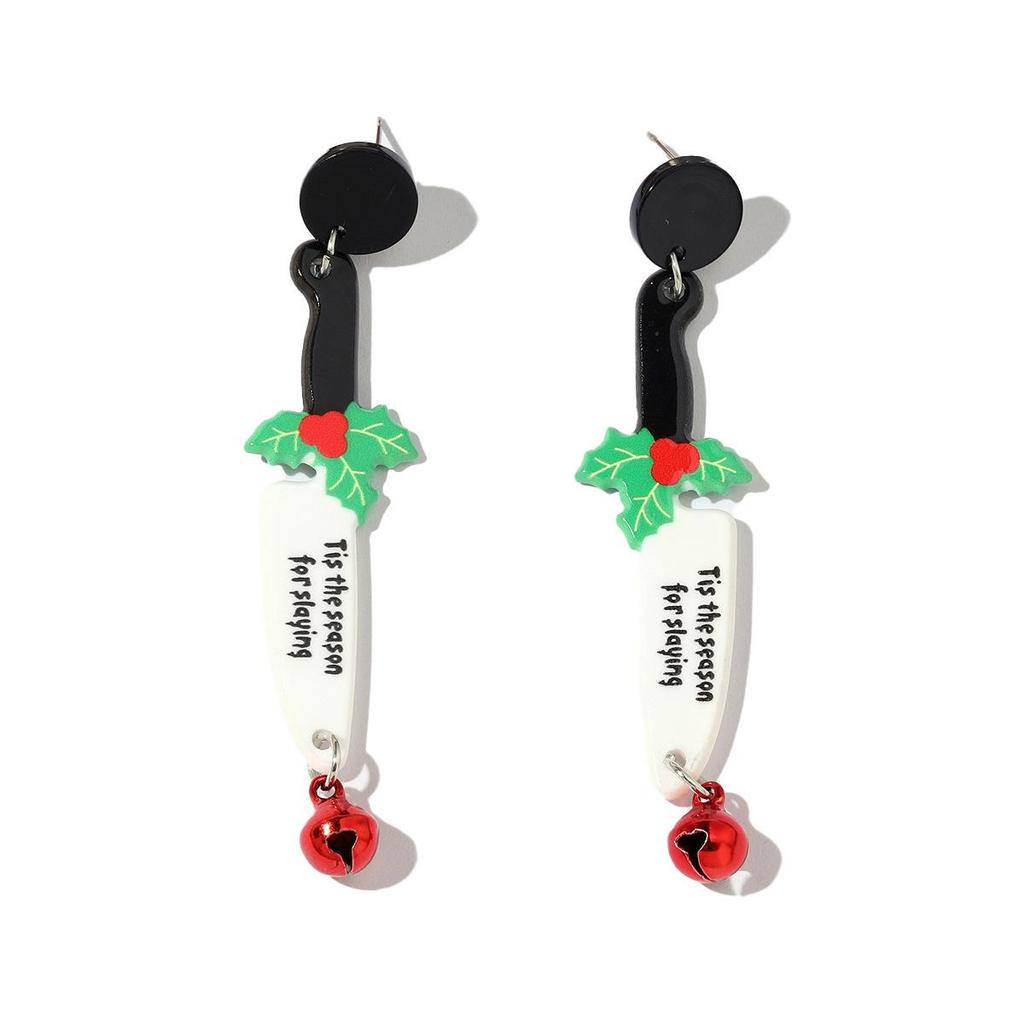 Christmas Reindeer & Snowflake Bell Acrylic Earrings for Women