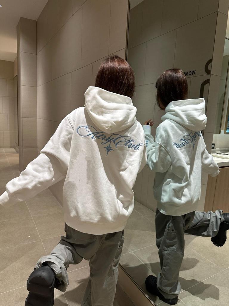 Polaris Unisex Embroidered Hoodie - Velvet-Lined Cozy Sweatshirt for Couples, Autumn/Winter Style.