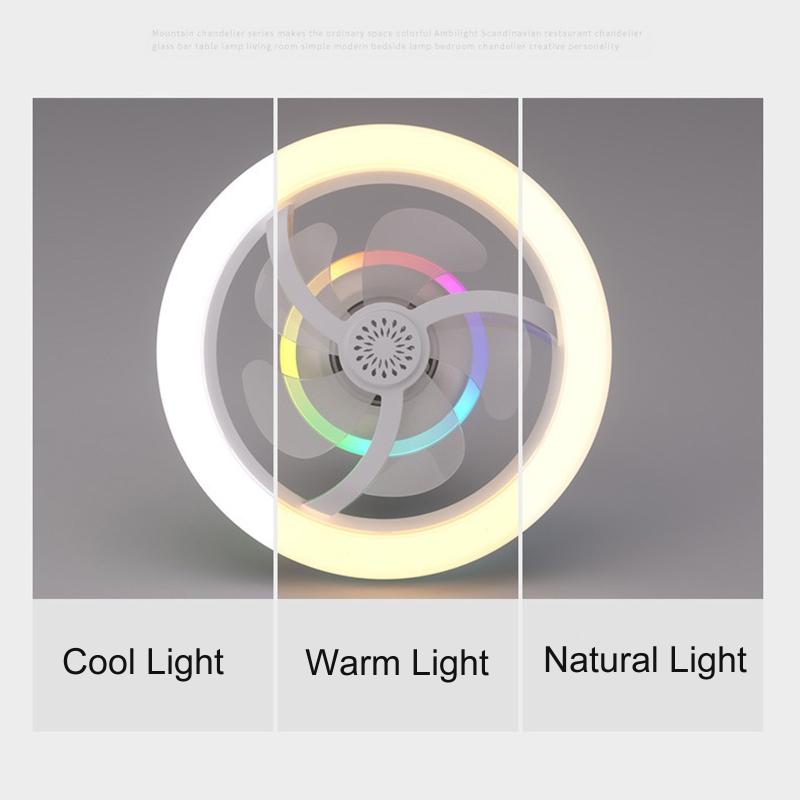 Fernbedienbarer Ventilator mit Licht 360° Oszillation Einstellbare Beleuchtung 4-Stunden-Timer für Innenbereich Wohnzimmer Küche