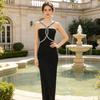 2026 Autumn European & American Glam Diamond Halterneck Slim-Fit Maxi Dress