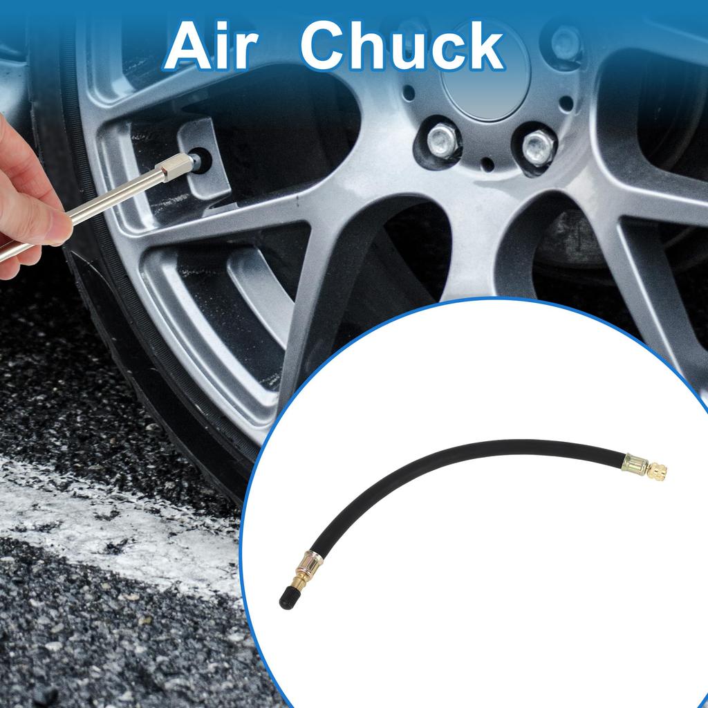 A ABSOPRO Tire Valve Stem Air Inflation Adapter Durable 300mm Long Tire Valve Extension Rubber Black