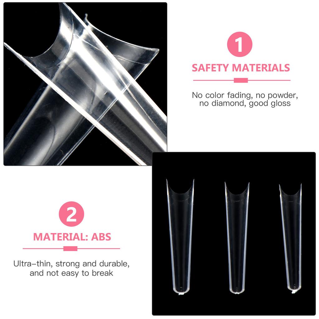 500Pcs Nail Tips French Style Coffin Fake Nails Natural Long Artificial Fingernails for Party Wedding Prom DIY Nail Art