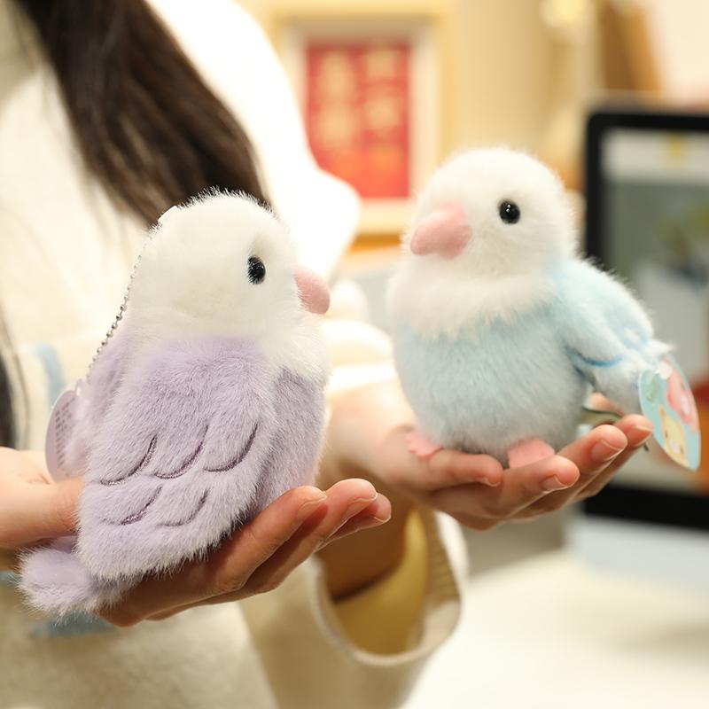 1/4 Inch Green Parrot Slap Band Plush Toy Kawaii Stuffed Bird Keychain Soft Plushie Gift for Kids