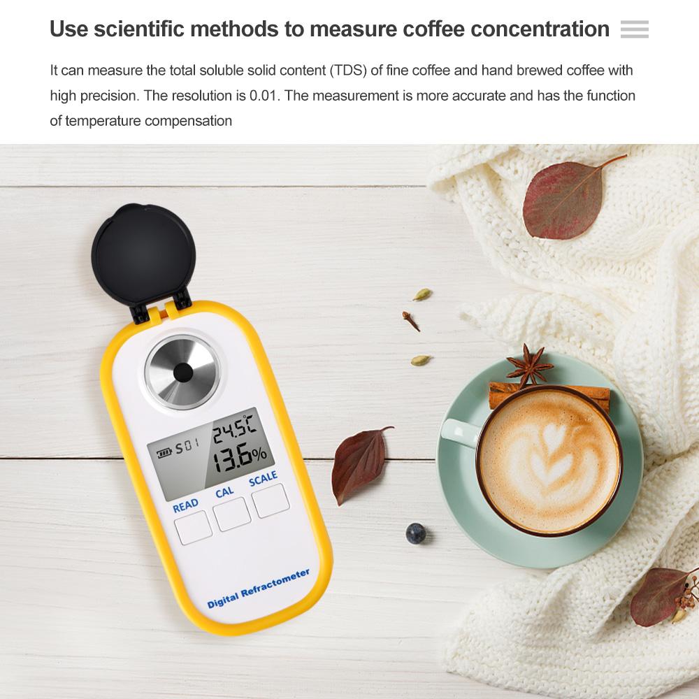 0.00-30.00% Coffee Tester Digital Refractometer Portable Coffee Concentration Detector High Accuracy ATC Coffee Meter with Box