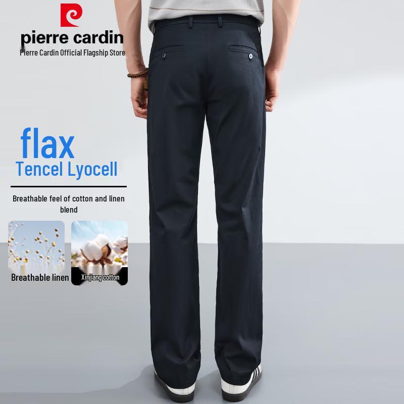 Pierre Cardin Men's Tencel Linen Blend Straight-Leg Casual Pants
