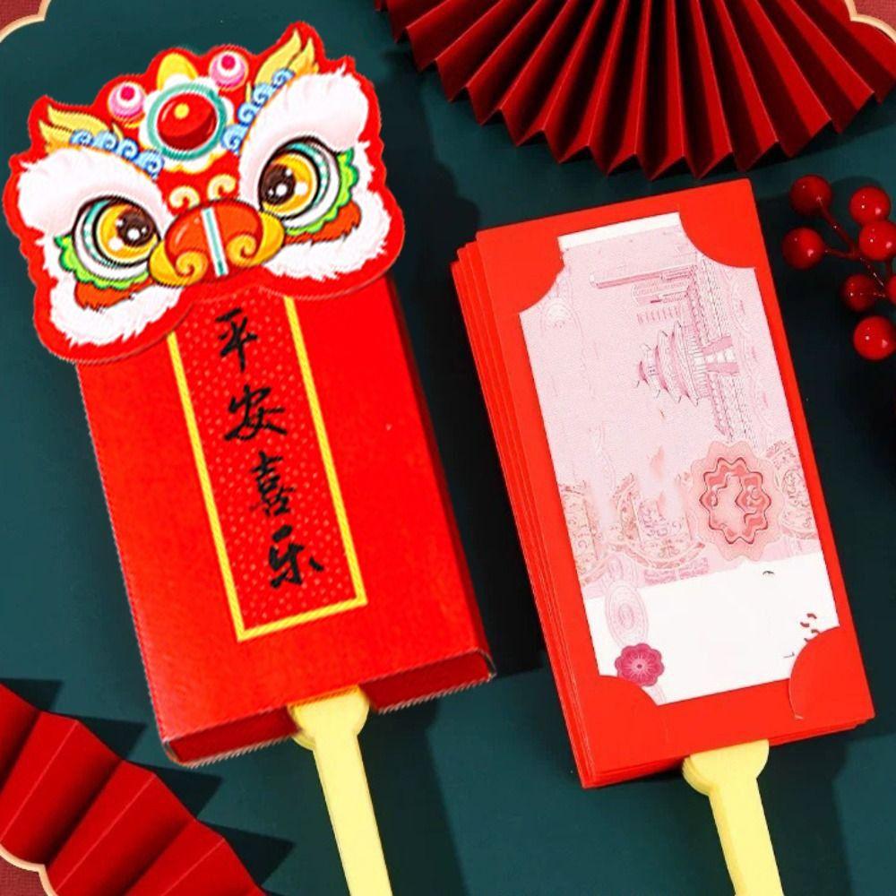 6/10 Slots Fan Shape Red Envelope Best Wishes Tassel New Year Money Pocket Chinese Style Good Luck Fan Shape HongBao