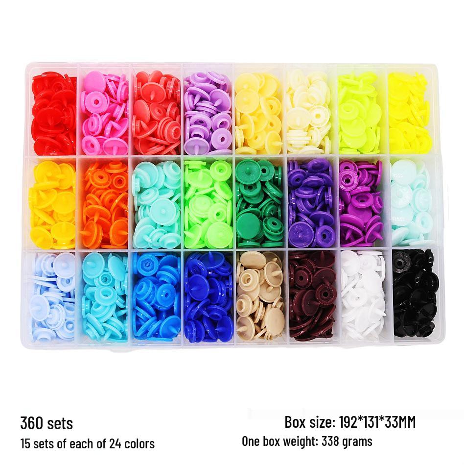 15-Color Resin Snap Fasteners & T5 Tool Set: Multicolored Plastic Buttons for Baby and Children Projects