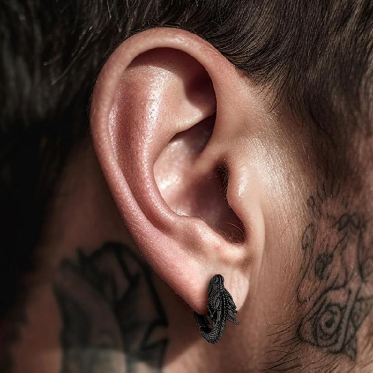 Dragon Hoop Earrings Punk Hip Hop Stainless Steel Ear Rings Unisex Daily Wear Ear Jewelry Handmade Edgy Accessory