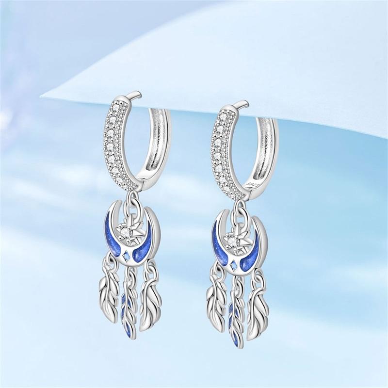 925 Silver DreamCatcher Hoop Earrings Turquoise Zircon Earrings For Women Fine Birthday Jewelry Gifts