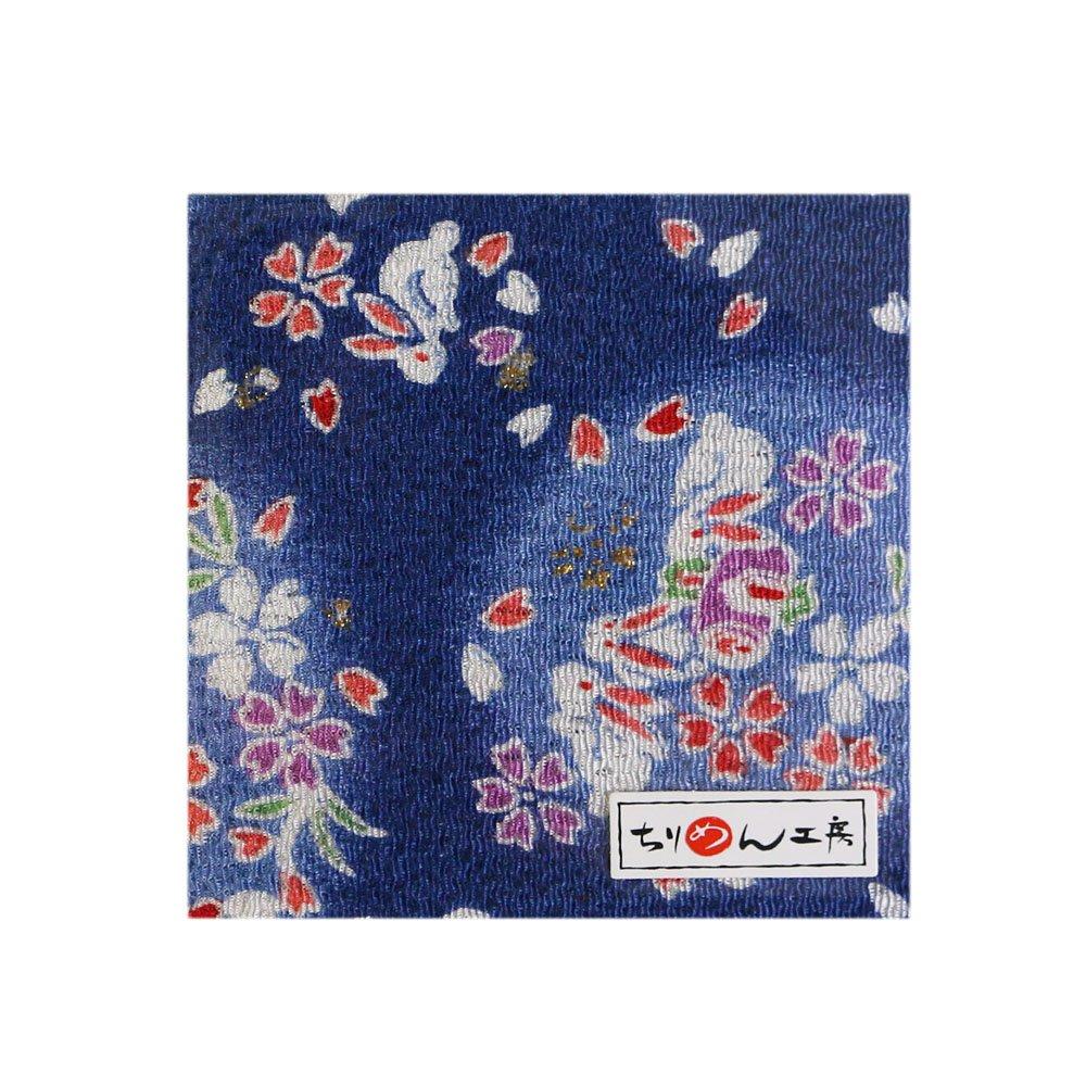 Nippon Chuko NBK Chirimen Rabbit 23 x Craft Supplies Cut, Gold-Tinted, Pattern, Blue, GH38-03, Approx. 33cm,