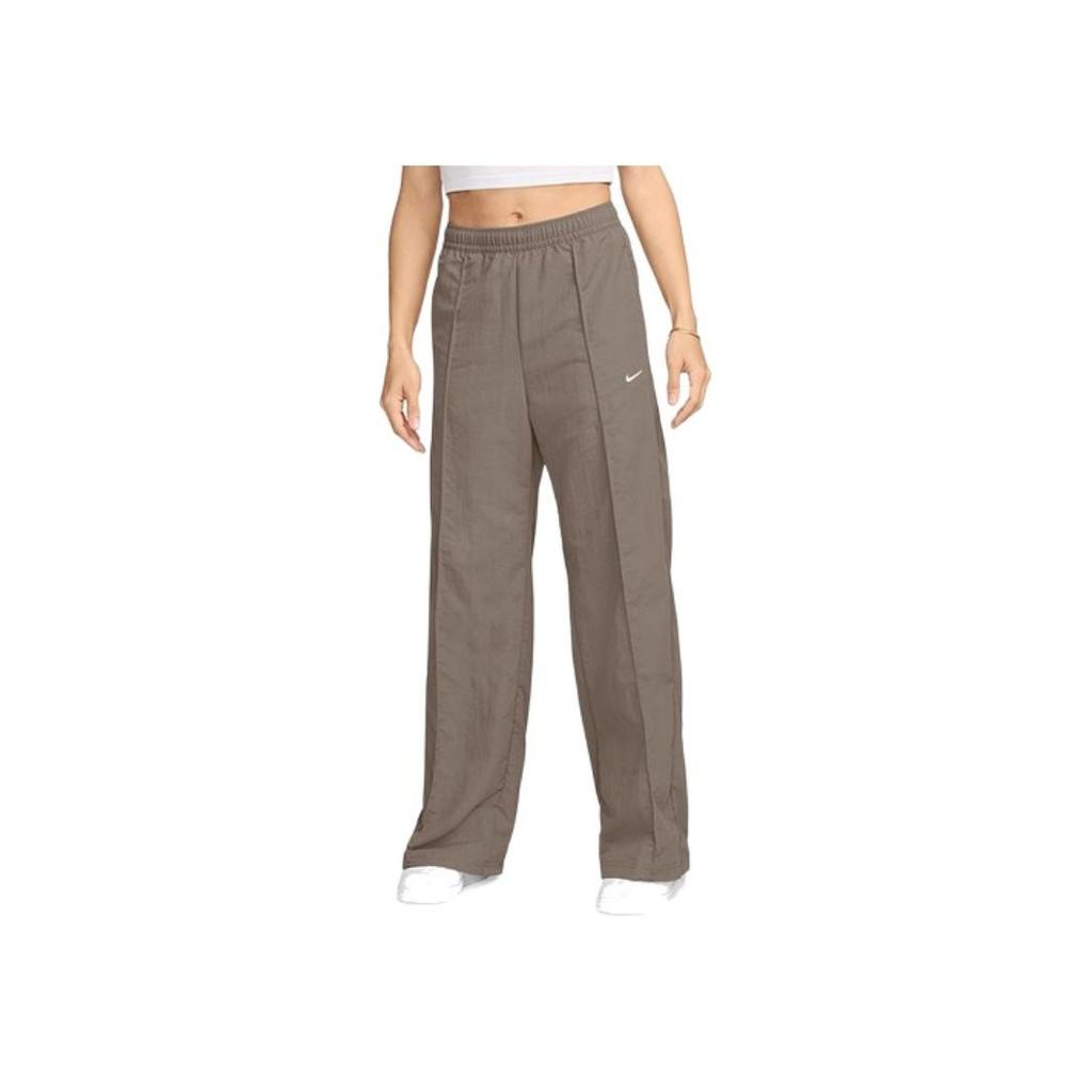 Nike Logo Elastic Waist Straight Leg Casual Pants Women Bottoms Brown FQ3589-233