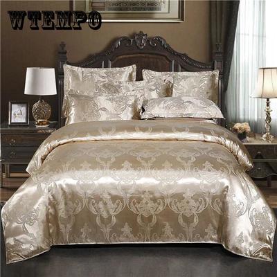 4pcs/set European Light Luxury Jacquard Quilt Cover Red Wedding Bedding Set Double Bed Quilt Cover Sheet Pillowcases Comfortable Four-piece Set